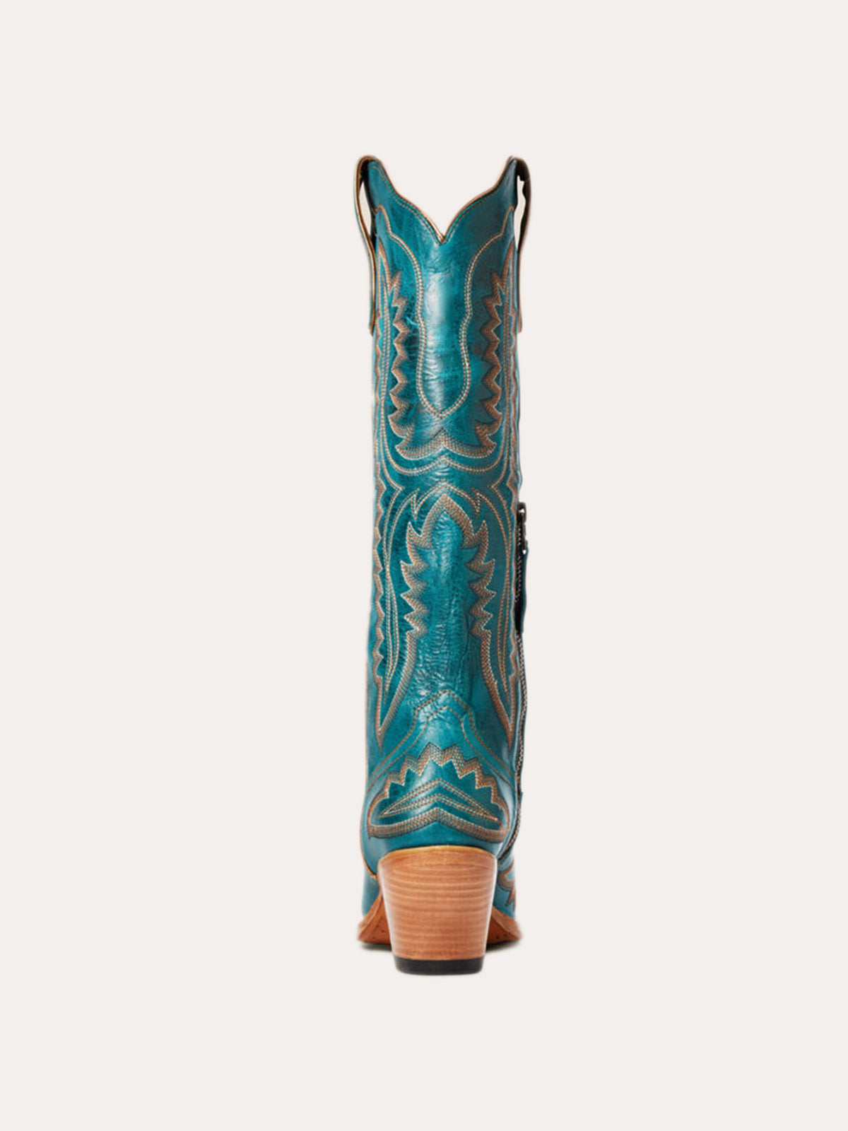 Western Embroidery Tall Snip-Toe Half-Zip Knee High Cowgirl Boots - Turquoise
