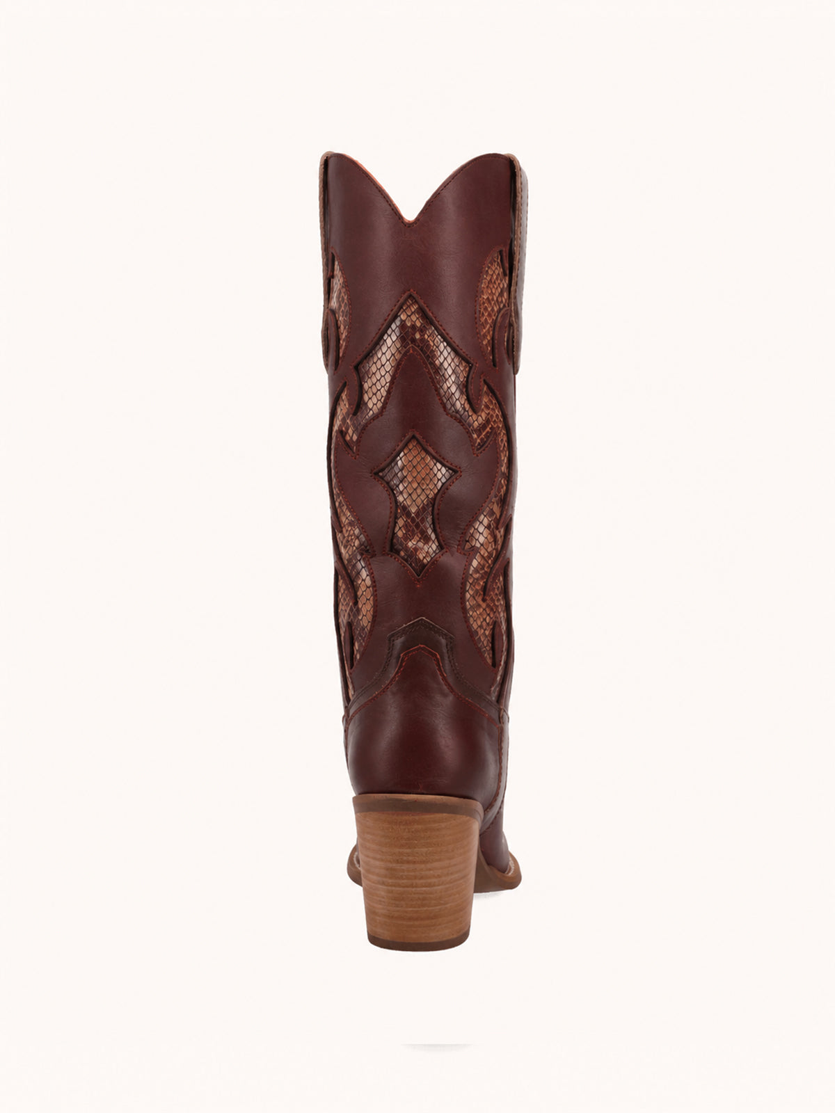 Contrast Burgundy And Cow Pattern Snip-Toe Mid Calf Cowgirl Boots
