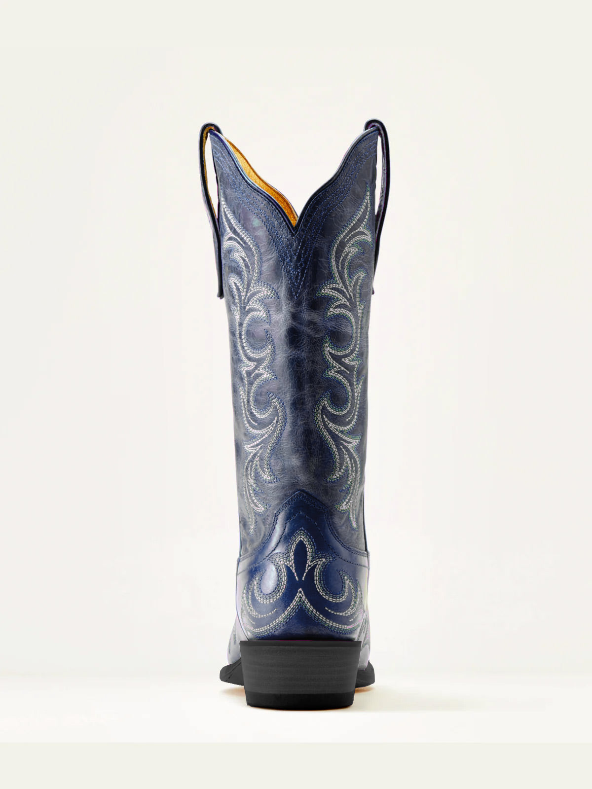 Blue Embroidery Snip-Toe Mid Calf Western Boots For Women