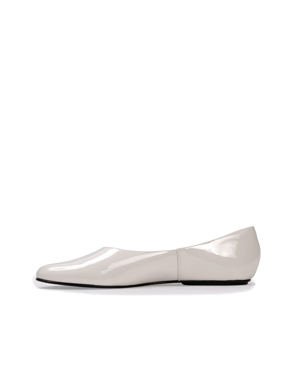 Patent Ivory Round-Toe Slip-On Ballet Flats