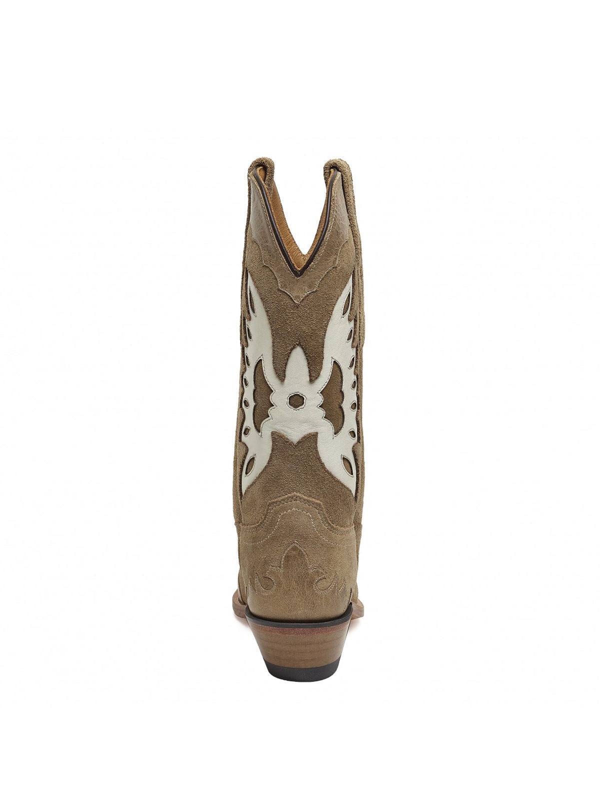 Sand Faux Suede Eagle Embroidery Snip-Toe Mid Calf Cowgirl Boots