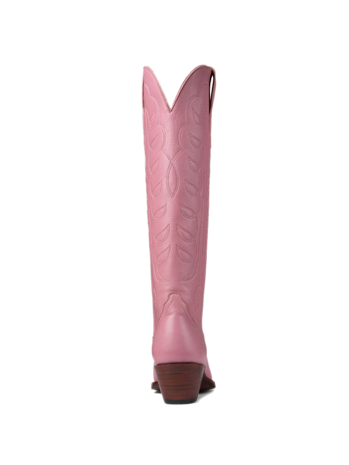 Light Pink Classic Almond-Toe Embroidery Tall Knee High Wide Calf Cowgirl Boots