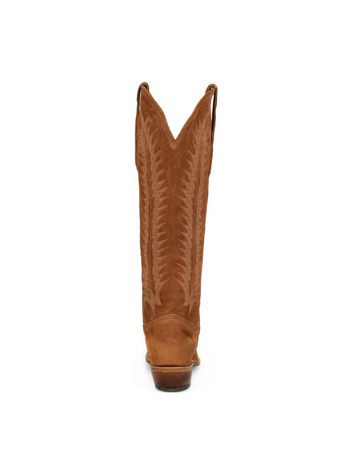 Brown Faux Suede Snip-Toe Wide Calf Embroidery Knee High Cowgirl Boots