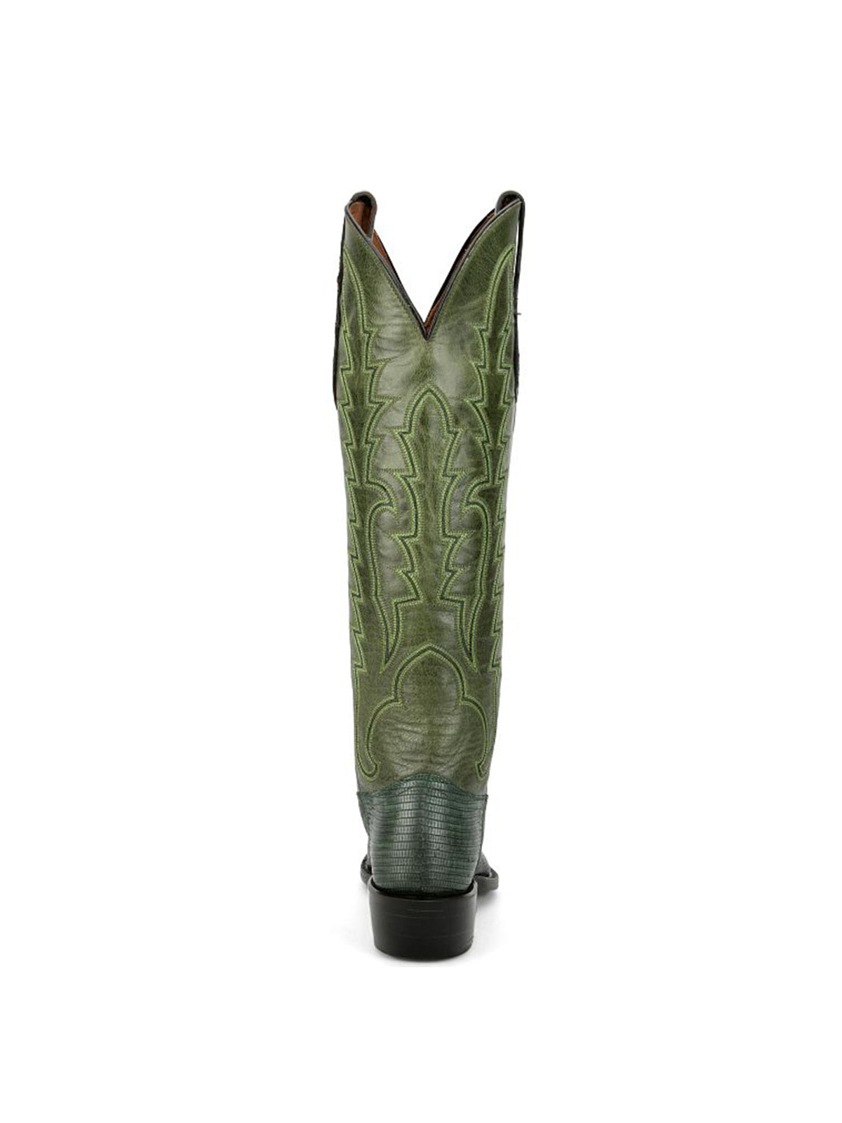 Green Lizard Print Snip-Toe Western Stitch Knee High Cowgirl Boots