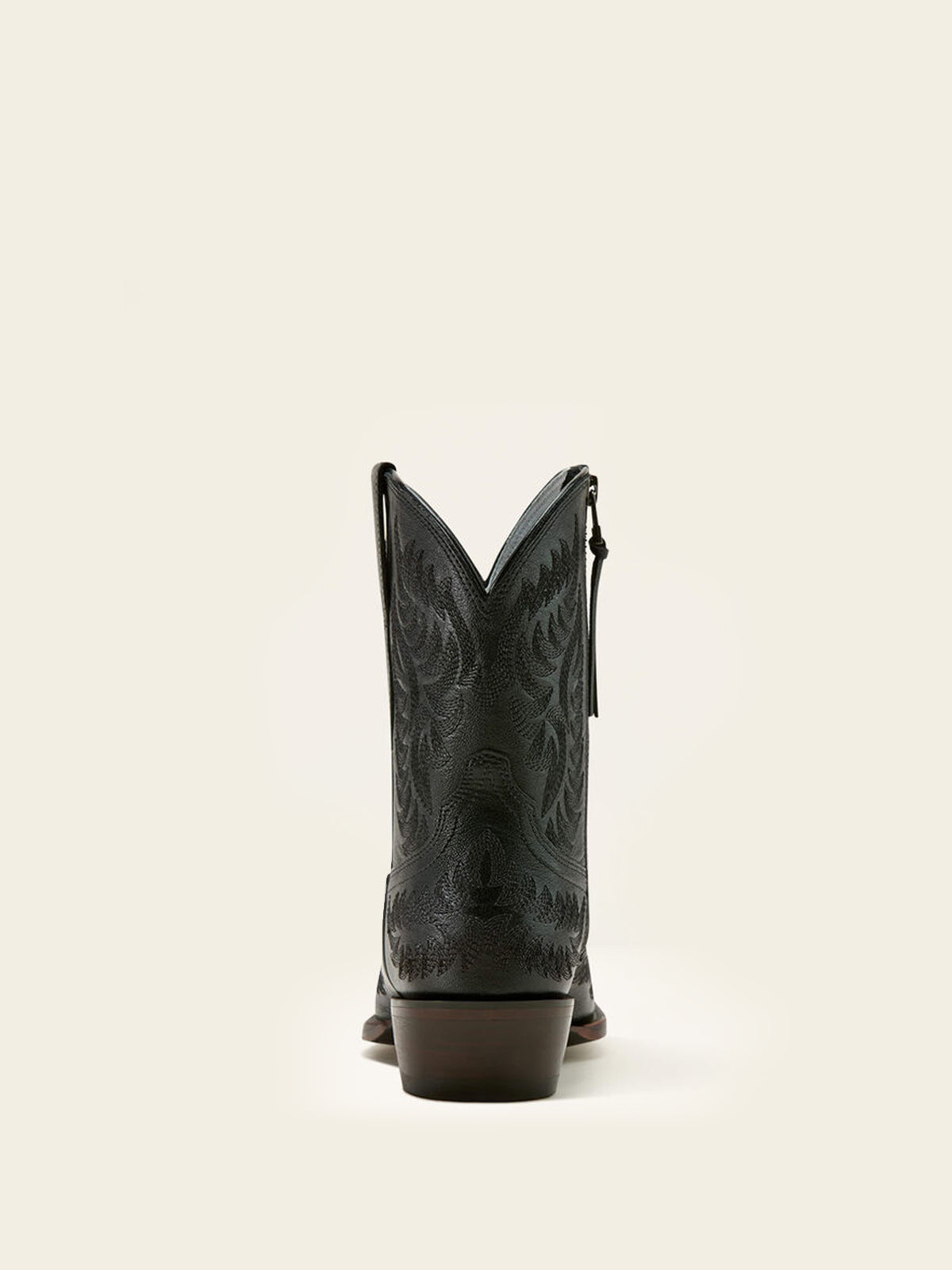 Full-Zip Snip-Toe Mid Calf Embroidery Cowgirl Boots - Black