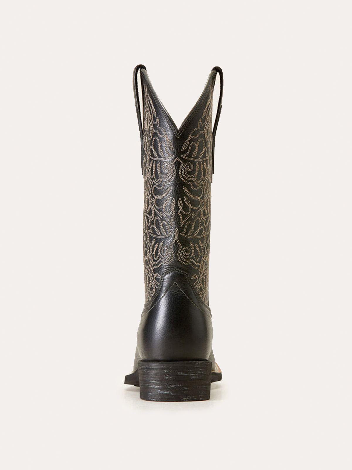 Black Square-Toe Western Embroidery Wide Mid Calf Cowgirl Boots
