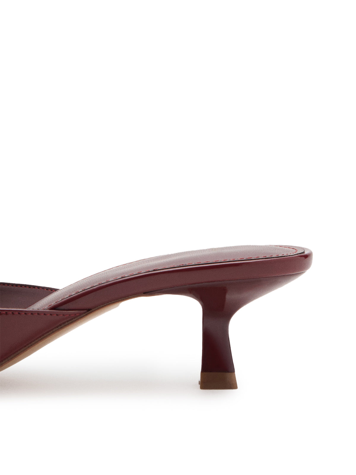 Patent Burgundy Square-Toe Classic Kitten Heels
