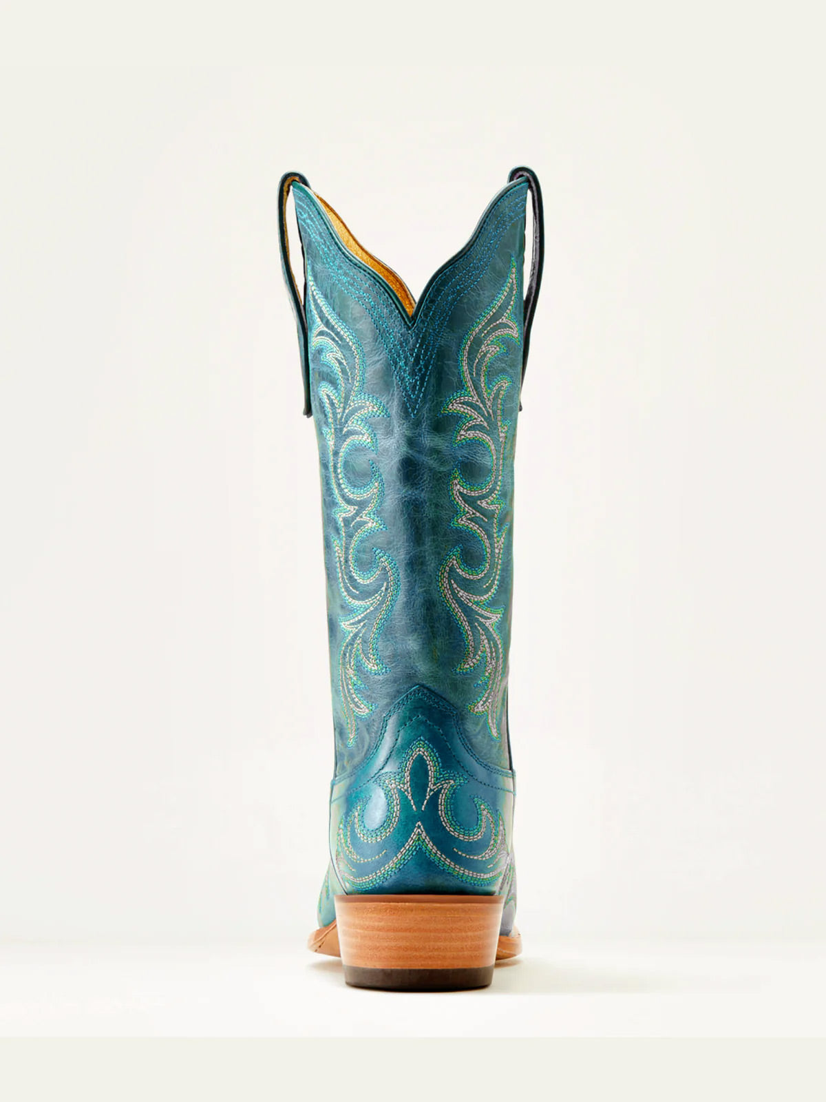 Turquoise Embroidery Snip-Toe Mid Calf Western Boots For Women