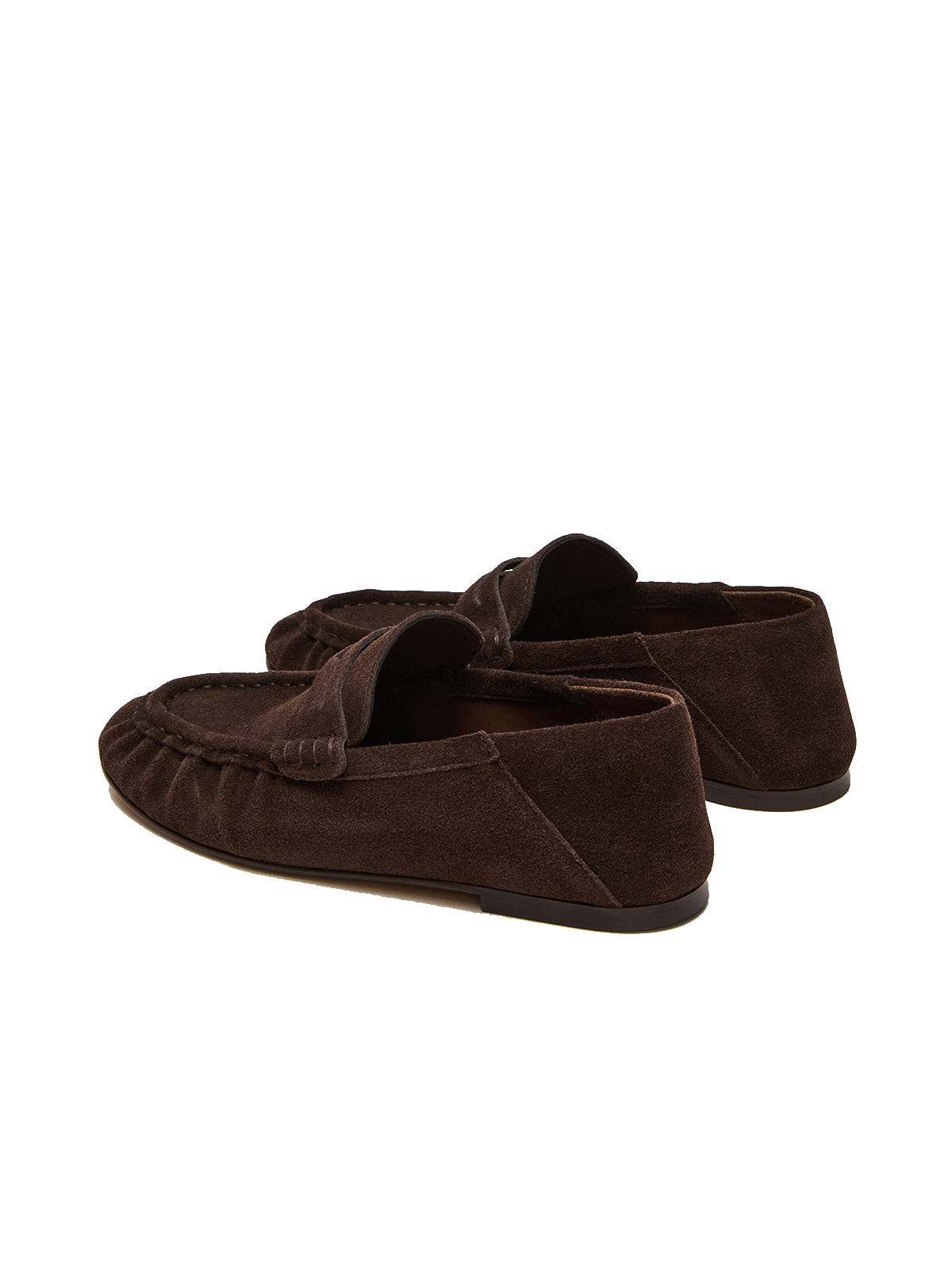 Coffee Faux Suede Round-Toe Stylish Slip-On Loafers Flats