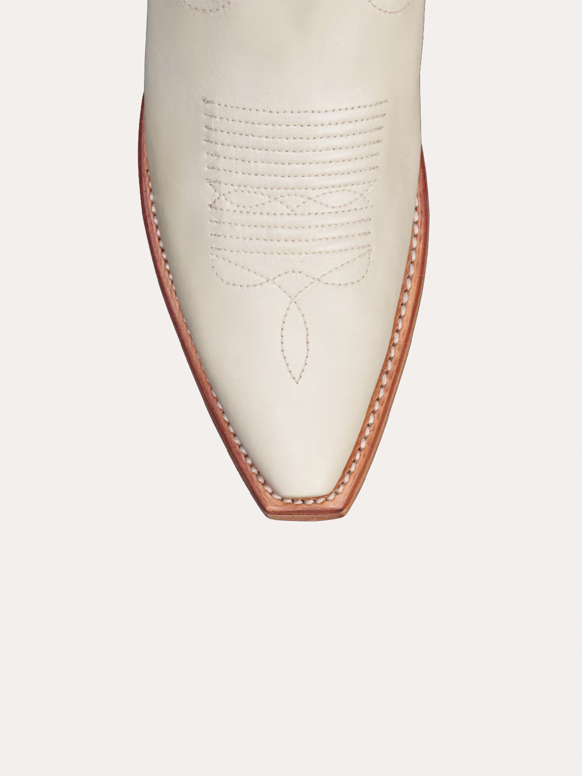 Cream Snip-Toe Embroidery White Heart Inlay Mid Calf Cowgirl Boots