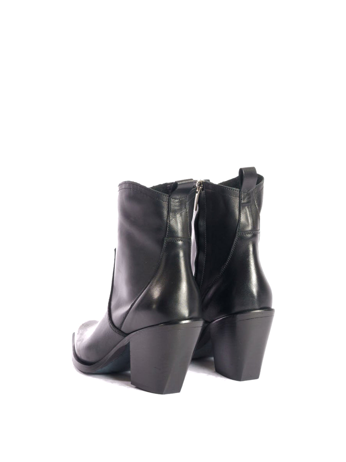 Black Snip-Toe Side Full-Zip Classic Ankle Cowgirl Boots