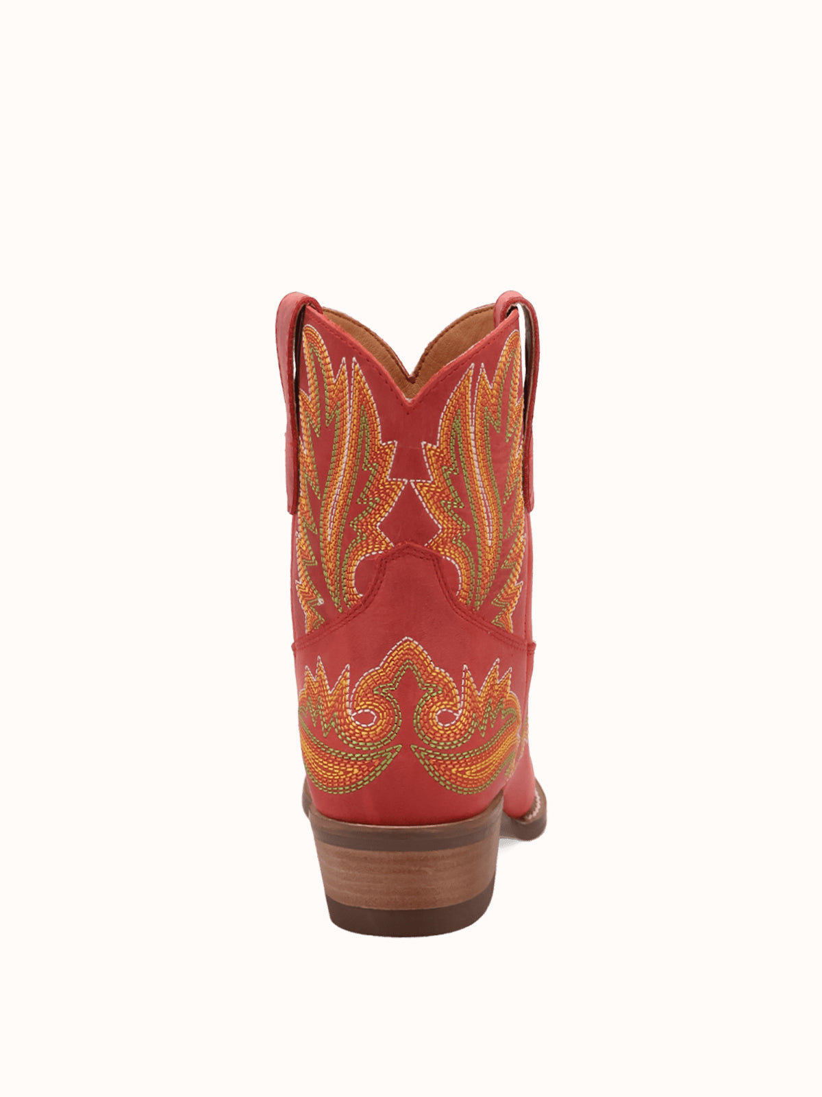 Red Snip-Toe Chic Flame Embroidery Sleek Ankle Cowgirl Boots