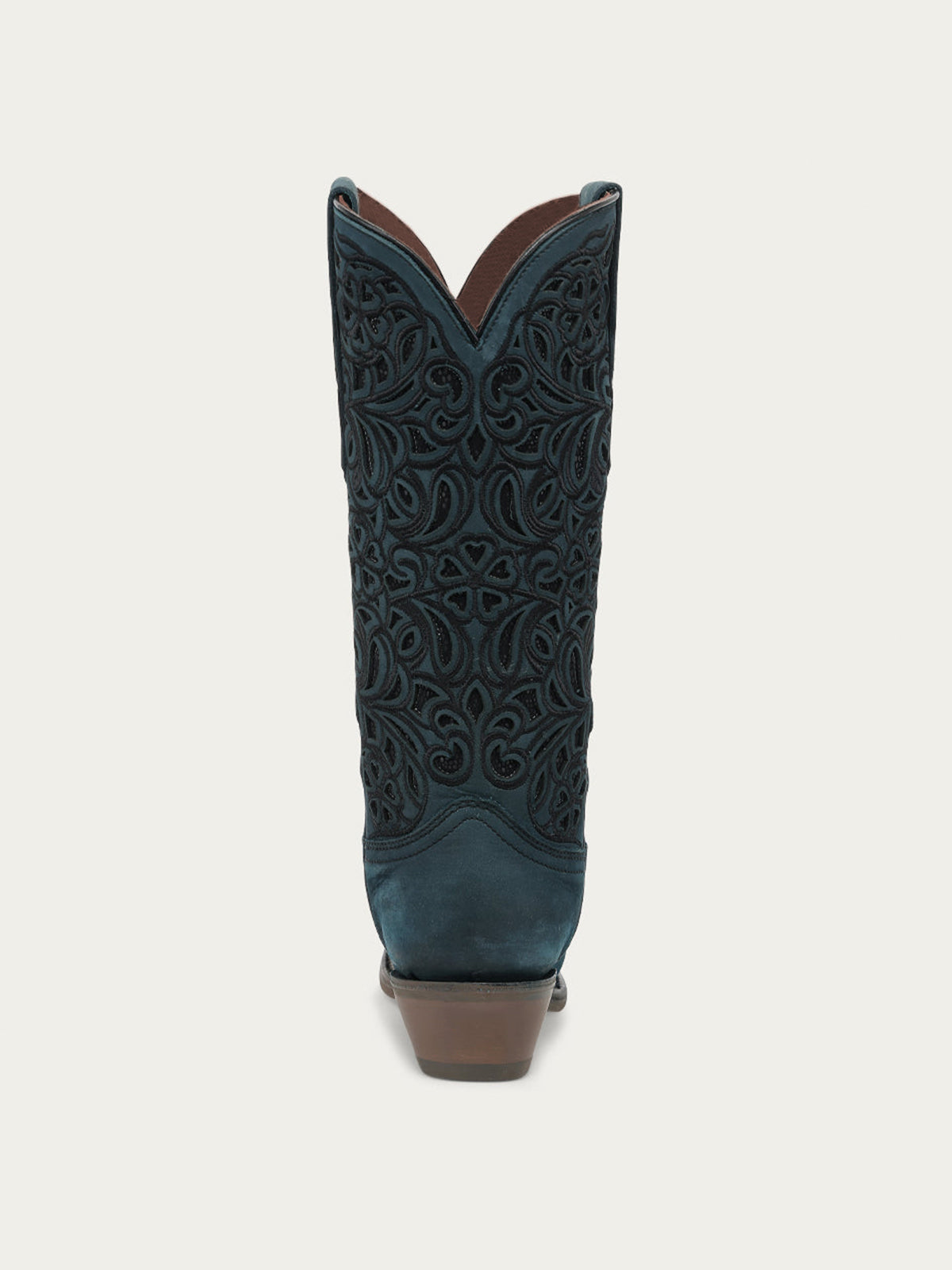 Navy Snip-Toe Inlay And Floral Embroidery Chic Mid Calf Cowgirl Boots