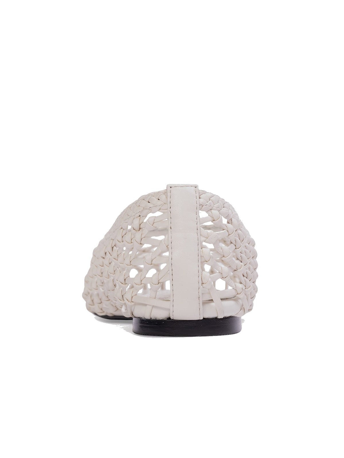 Ivory Woven Vegan Leather Square-Toe Simple Classic Flats