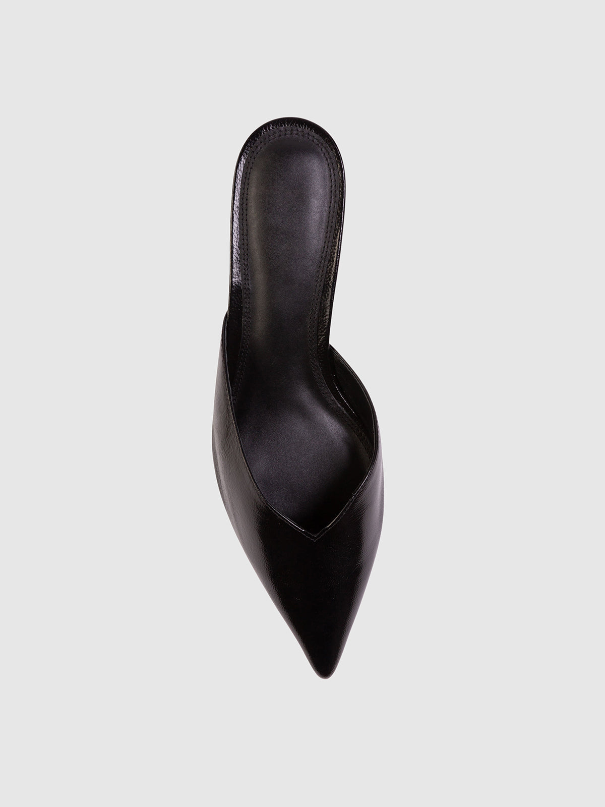 Black Vegan Leather Pointed-Toe Slip-On Kitten Heels