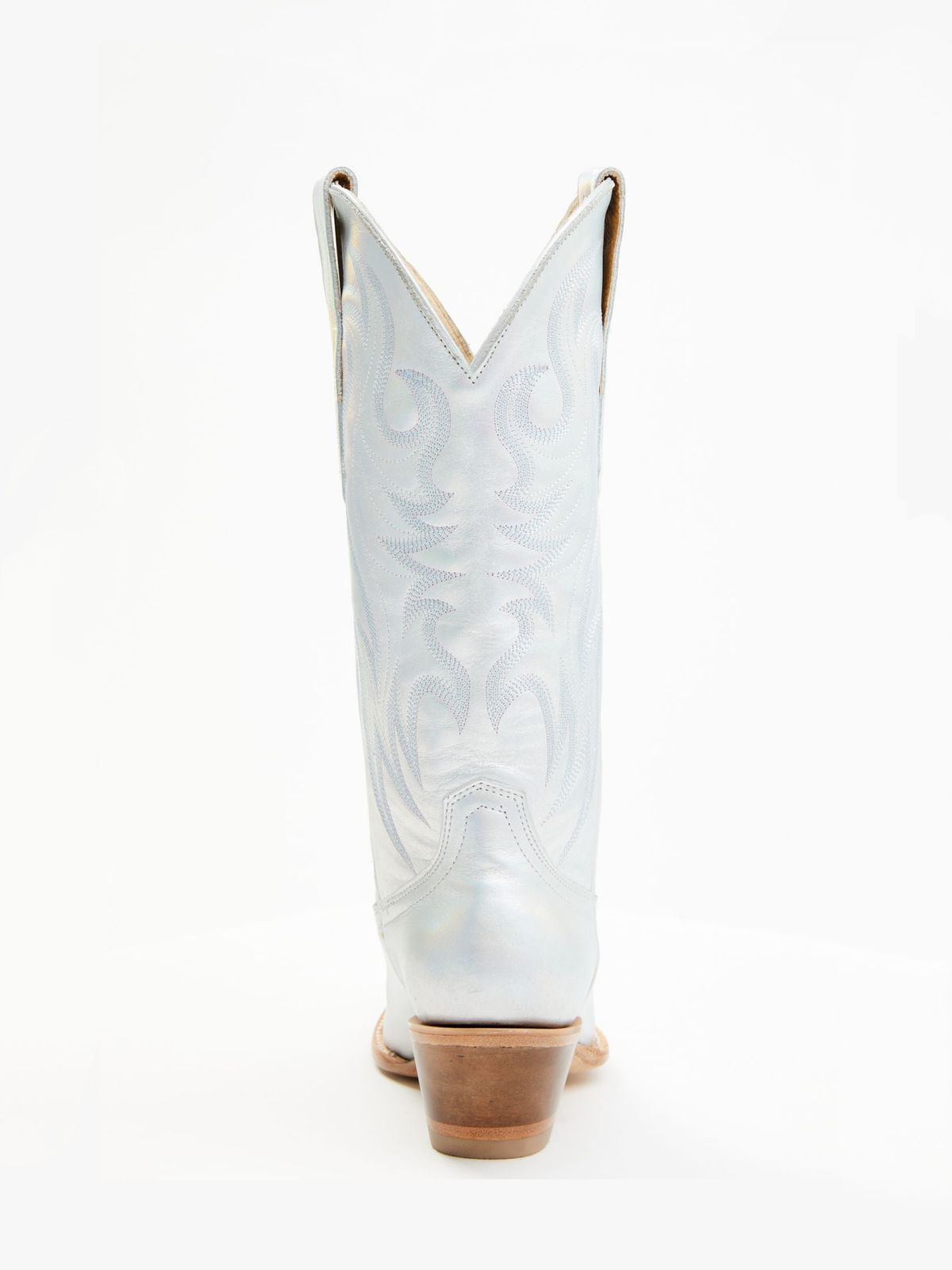 Snip-Toe Embroidery Mid Calf Cowgirl Boots - Metallic Iridescent
