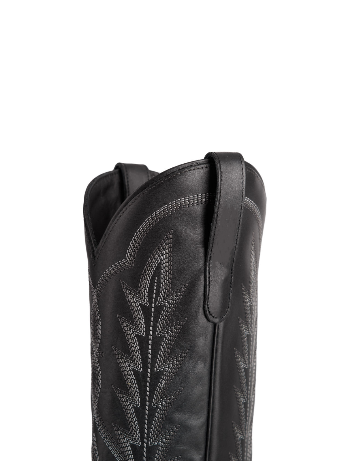 Western Snip-Toe Classic Embroidery Mid Calf Cowgirl Boots - Black