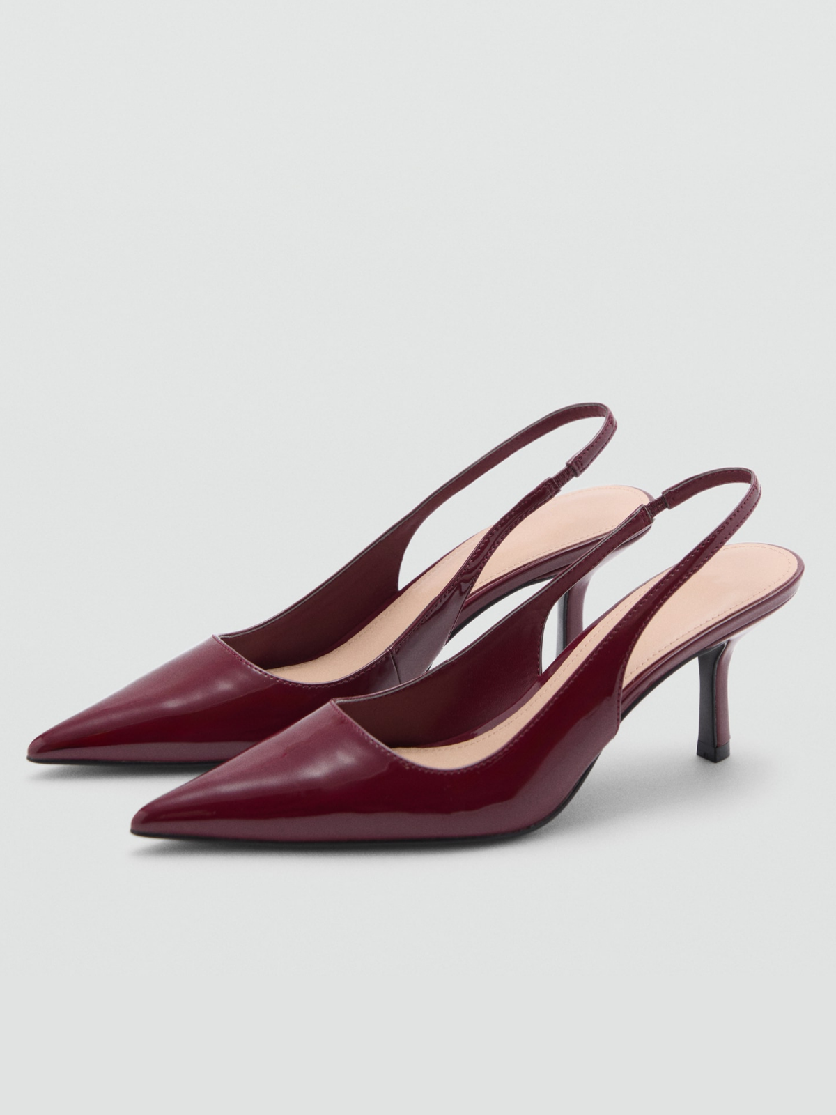 Burgundy Patent Pointed-Toe Slingback Kitten Heels – Fuchsia Boots