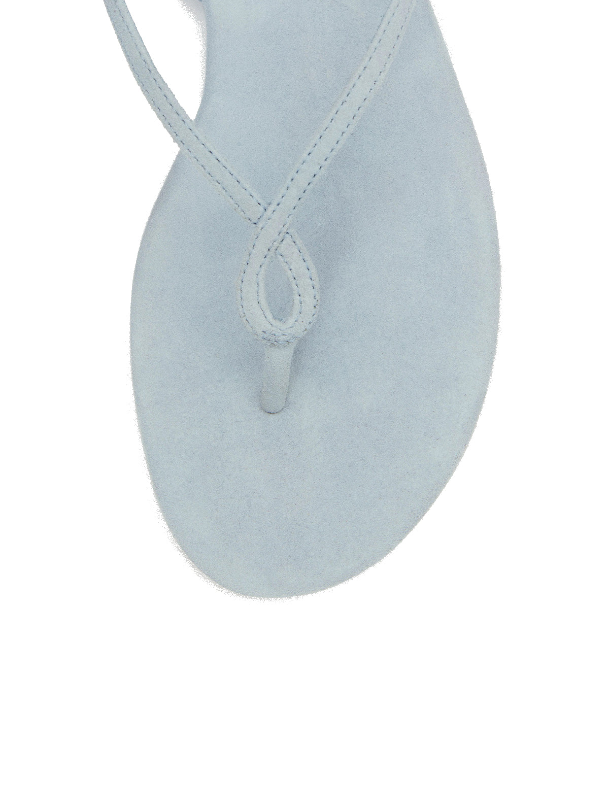 Mist Blue Faux Suede Round-Toe Strappy And Ankle Strap Sandals Flats