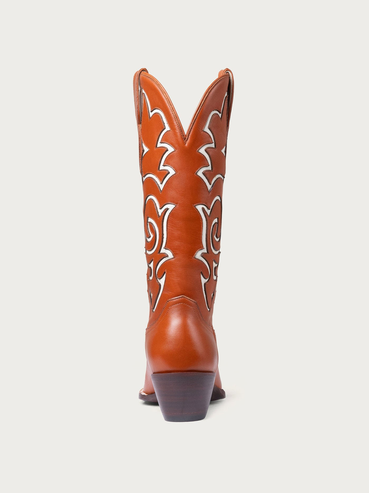 Brown Snip-Toe Stylish Inlay Classic Mid Calf Cowgirl Boots