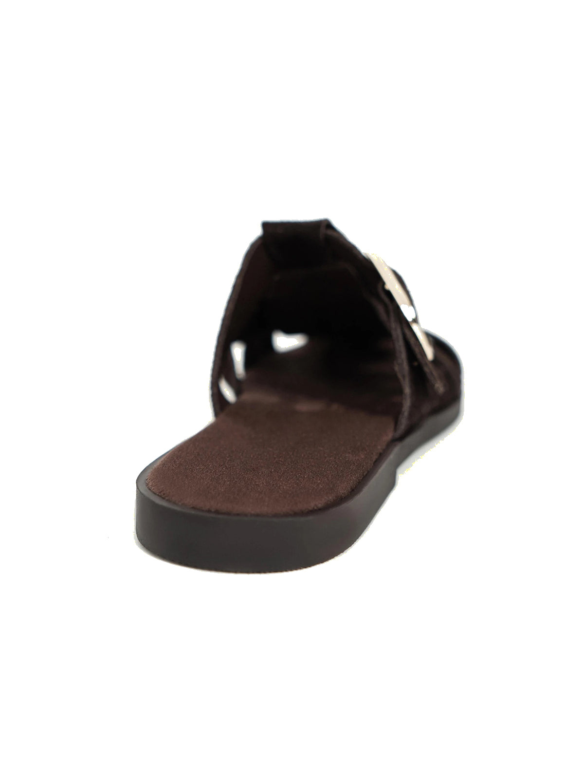 Coffee Cow Suede Round-Toe Caged Detail Backless Flats