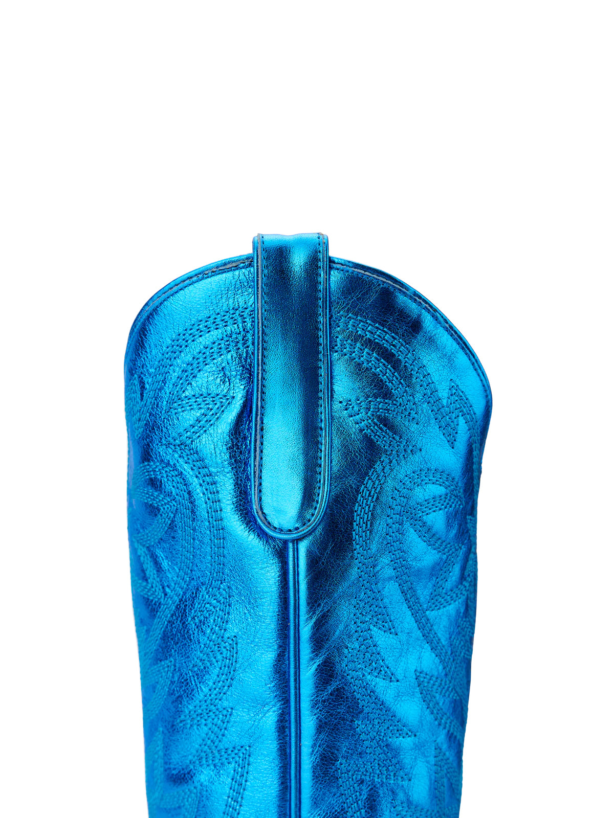 Western Snip-Toe Embroidery Classic Knee High Half-Zip Cowgirl Boots - Metallic Blue