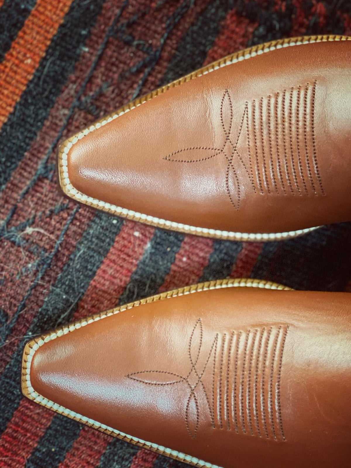 Cognac Snip-Toe Leaves Inlay Ankle Cowgirl Boots