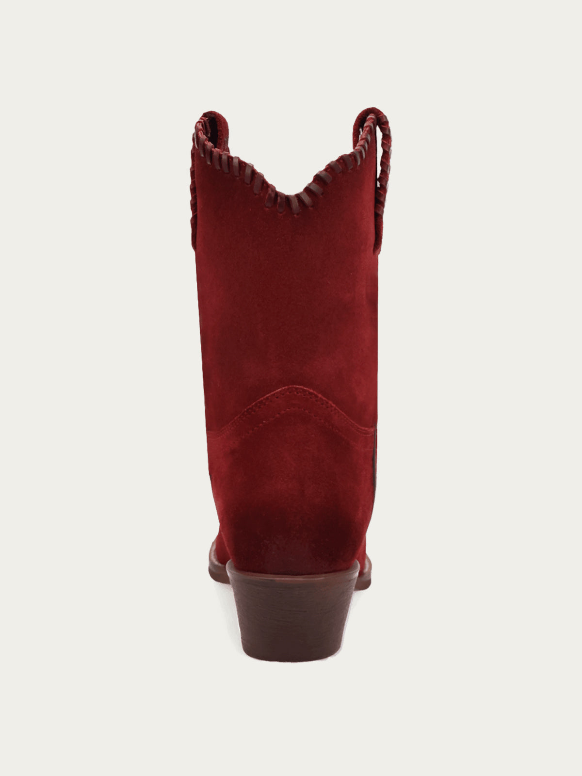 Red Faux Suede Snip-Toe Short Slip-On Ankle Cowgirl Boots