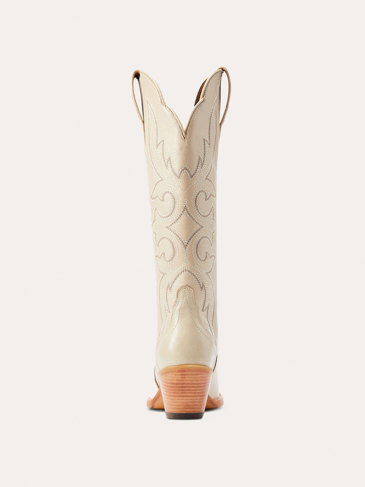 Bone Almond-Toe Embroidery Wide Knee High Cowgirl Boots For Women