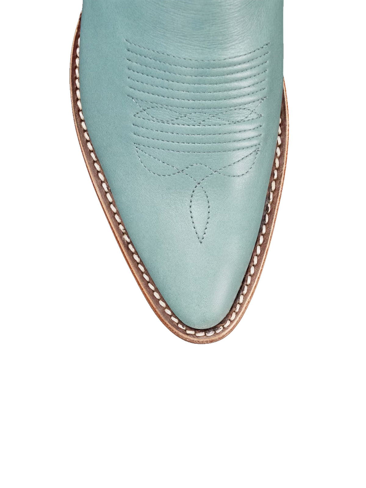Seafoam Green Almond-Toe Bone Horseshoe Inlay Ankle Booties