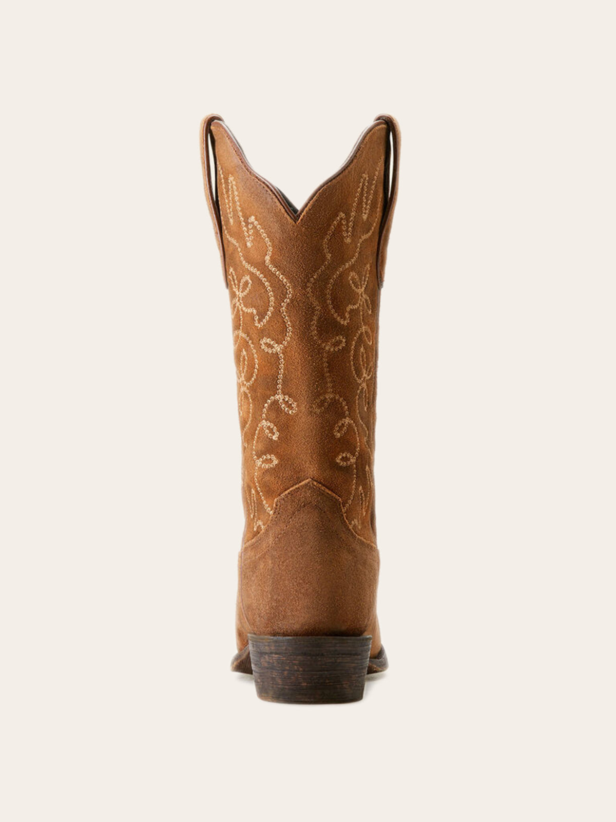 Faux Suede Embroidery Snip-Toe Wide Mid Calf Cowgirl Boots - Brown