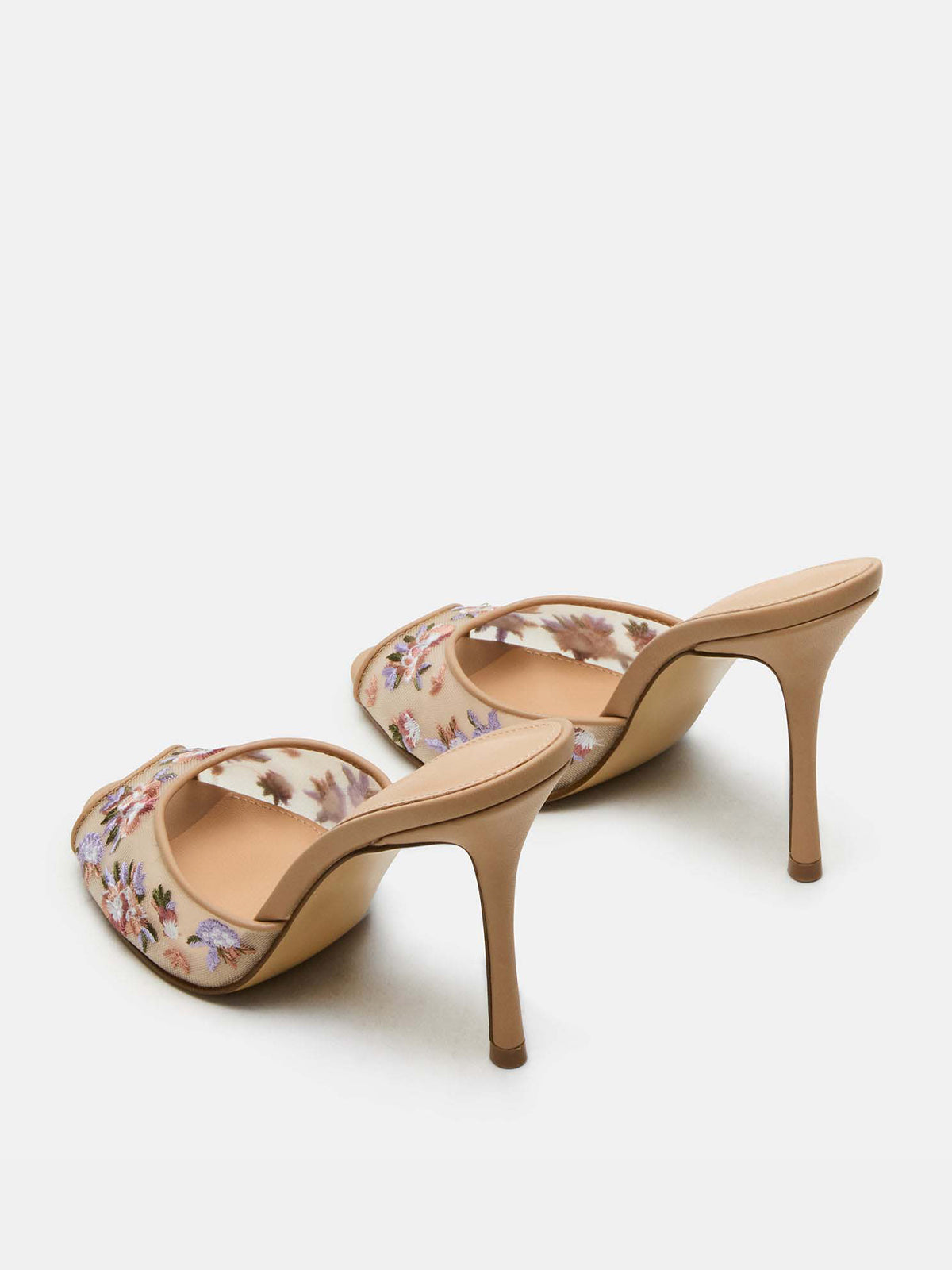 Round-Toe Slip-On High Stiletto Heels Pumps - Floral Mesh