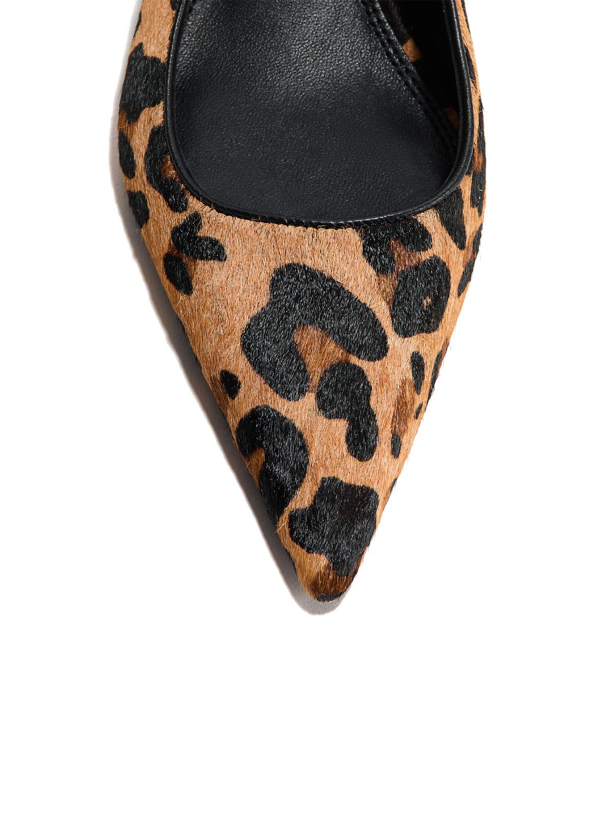 Leopard Print Pony Hair Vegan Leather Pointed-Toe Chic Slingback Kitten Heels