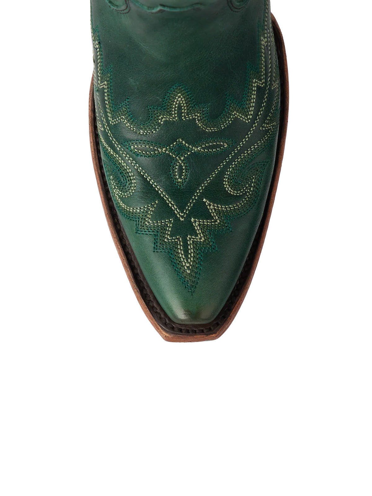 Snip-Toe Embroidery Half-Zip Back Lace-Up Knee High Cowgirl Boots - Green