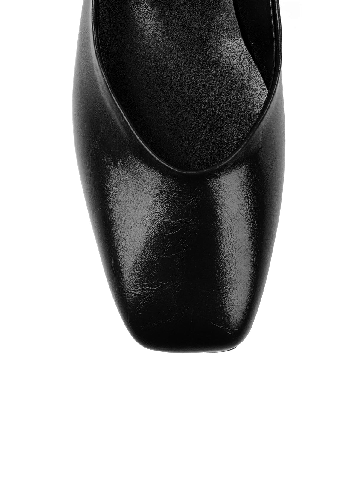 Black Square-Toe Buckle Bridge Strap Stylish Ballet Flats