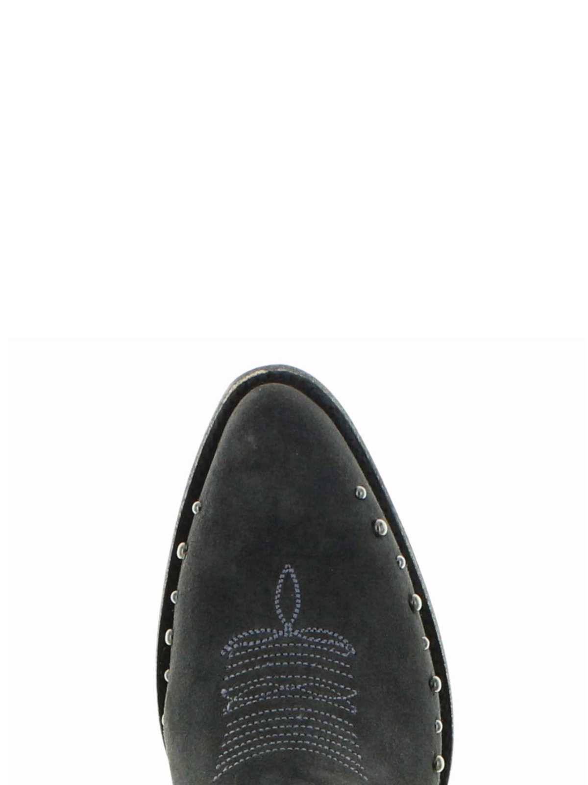 Contrast Dark Gray Faux Suede And Beige With Floral Embroidery Studded Cowgirl Booties