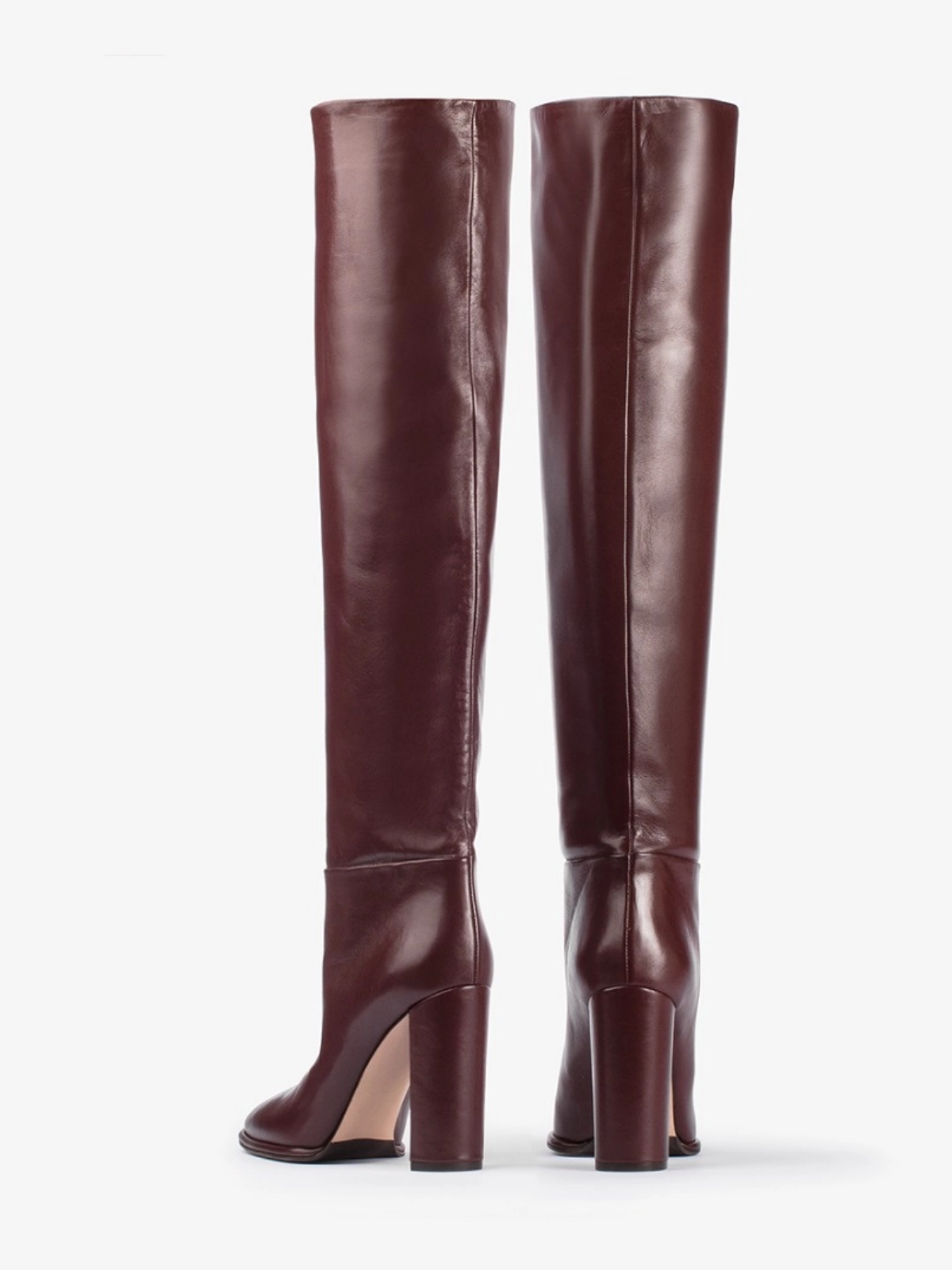 Chocolate Round-Toe Wide Calf Tall Knee High High Heel Boots