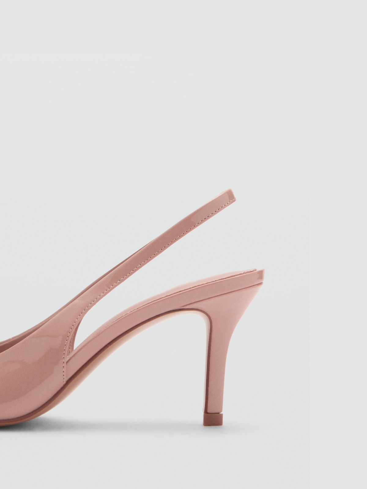 Patent Nude Pointed-Toe Slingback Pump High Heels With Decorative Jewelry