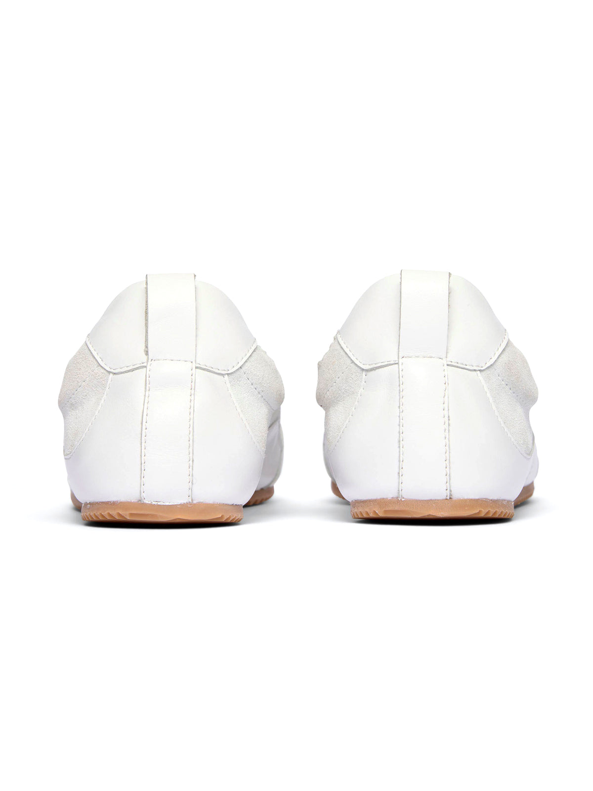White Cow Suede Square-Toe Chic Lace-Up Ballet Sneakers