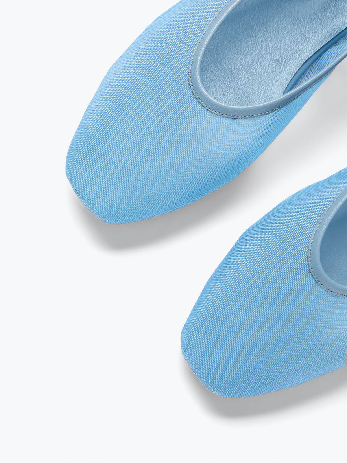 Blue Mesh Square-Toe Simple Ankle Strap Stylish Flats