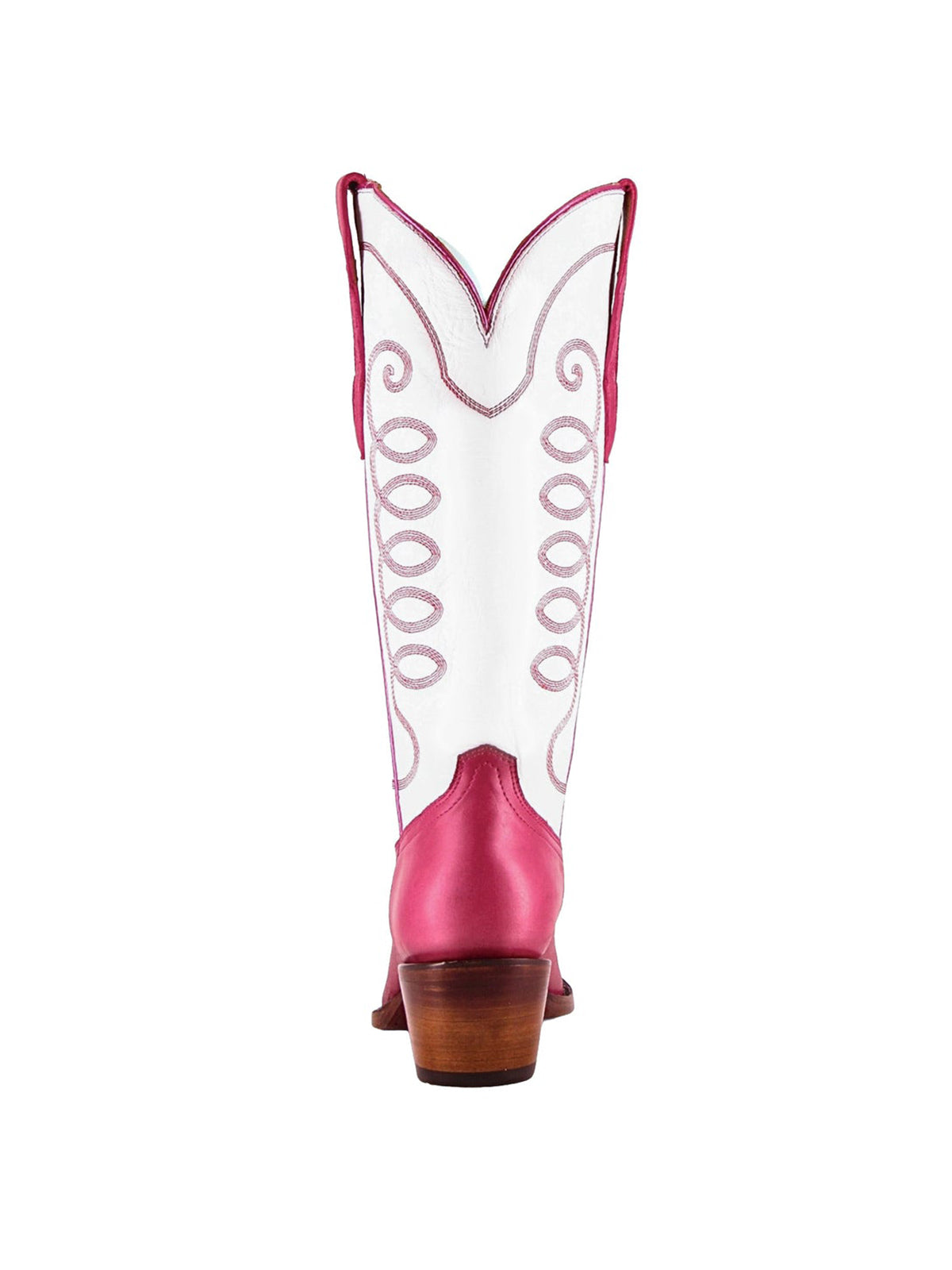 Contrast White And Berry Snip-Toe Simple Embroidery Classic Mid Calf Cowgirl Boots