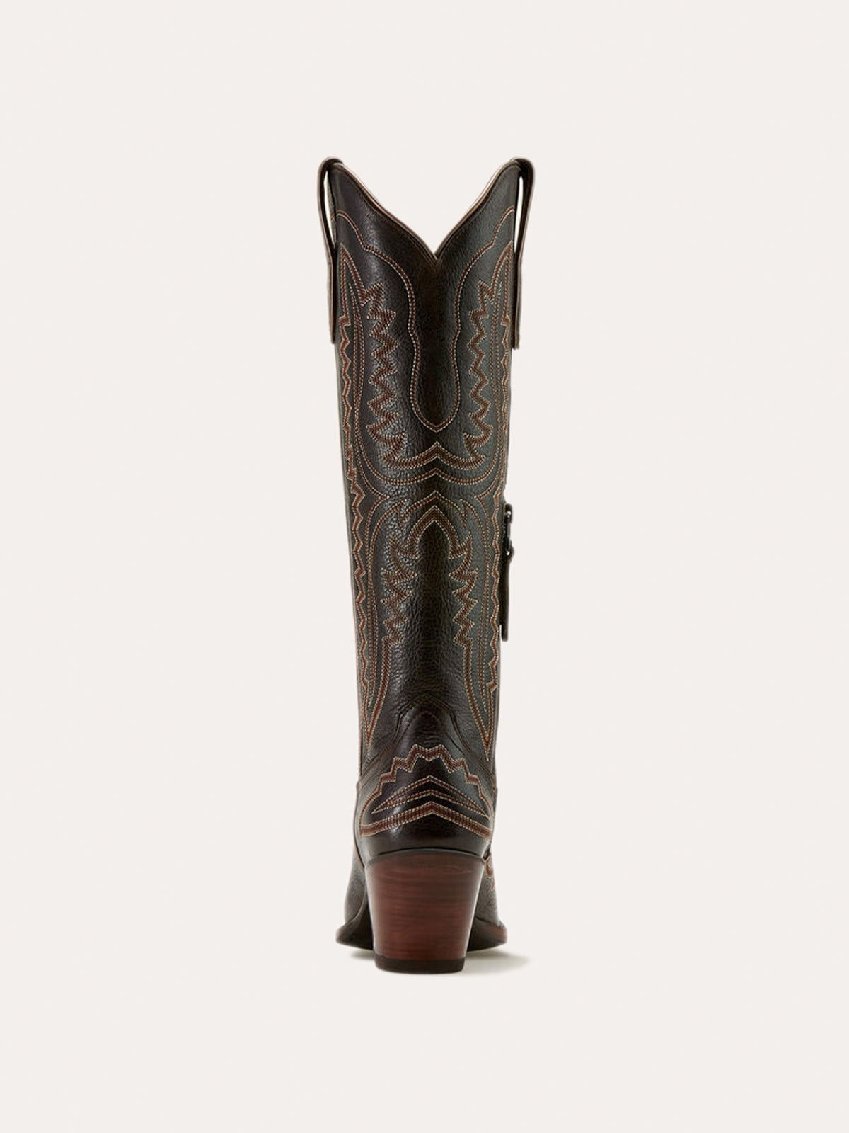 Western Embroidery Tall Snip-Toe Half-Zip Knee High Cowgirl Boots - Chocolate