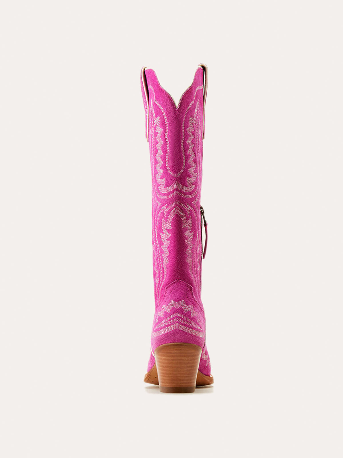 Western Embroidery Tall Snip-Toe Half-Zip Knee High Cowgirl Boots - Pink