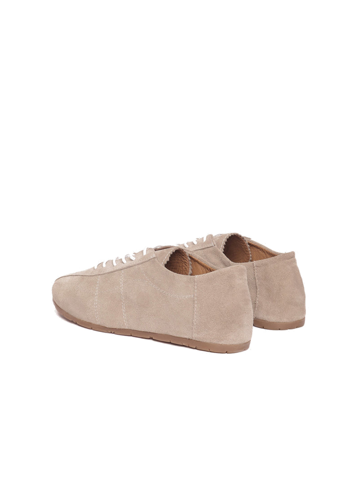 Sand Faux Suede Round-Toe Lace-Up Chic Sneakers Flats
