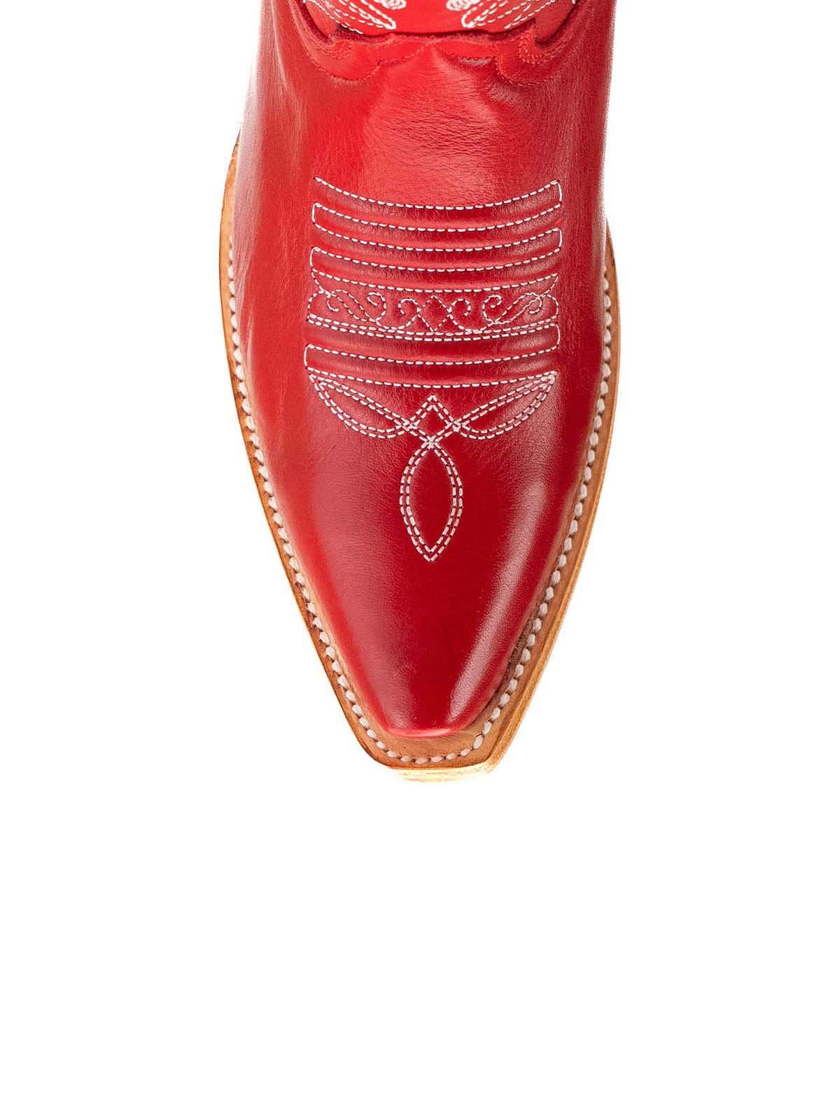 Red Snip-Toe Western Classic Embroidery Mid Calf Cowgirl Boots