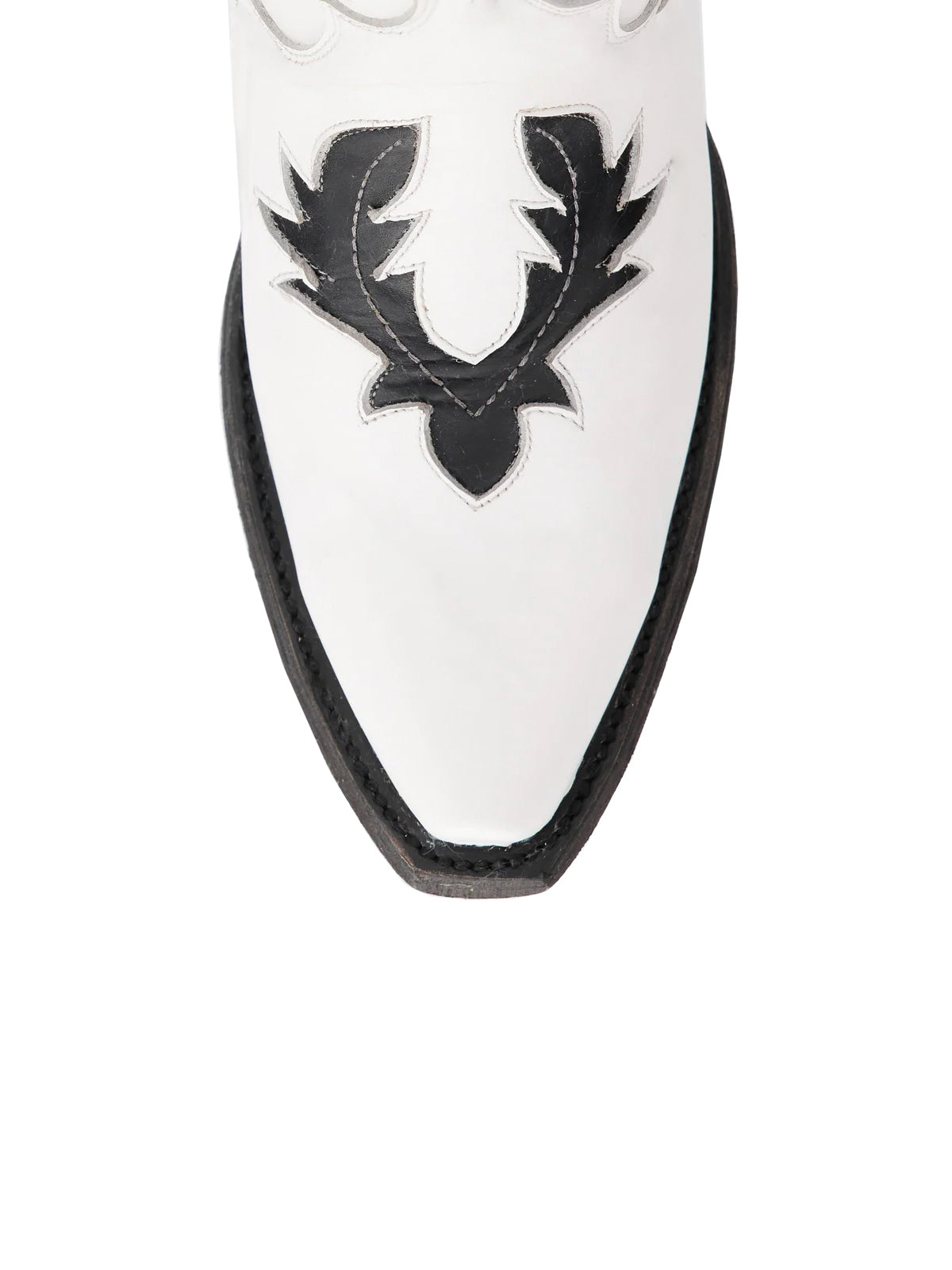 Half-Zip Snip-Toe Embroidery And Inlay Back Lace-Up Knee High Cowgirl Boots - White