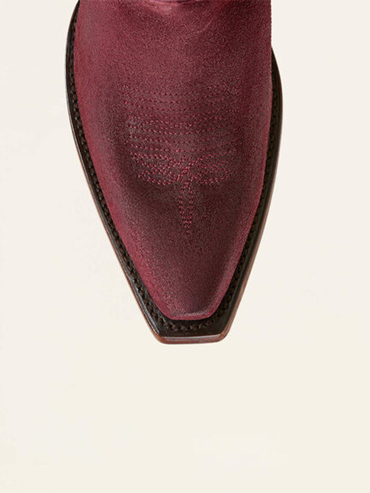 Embroidery Half-Zip Tall Knee High Faux Suede Snip-Toe Cowgirl Boots - Burgundy