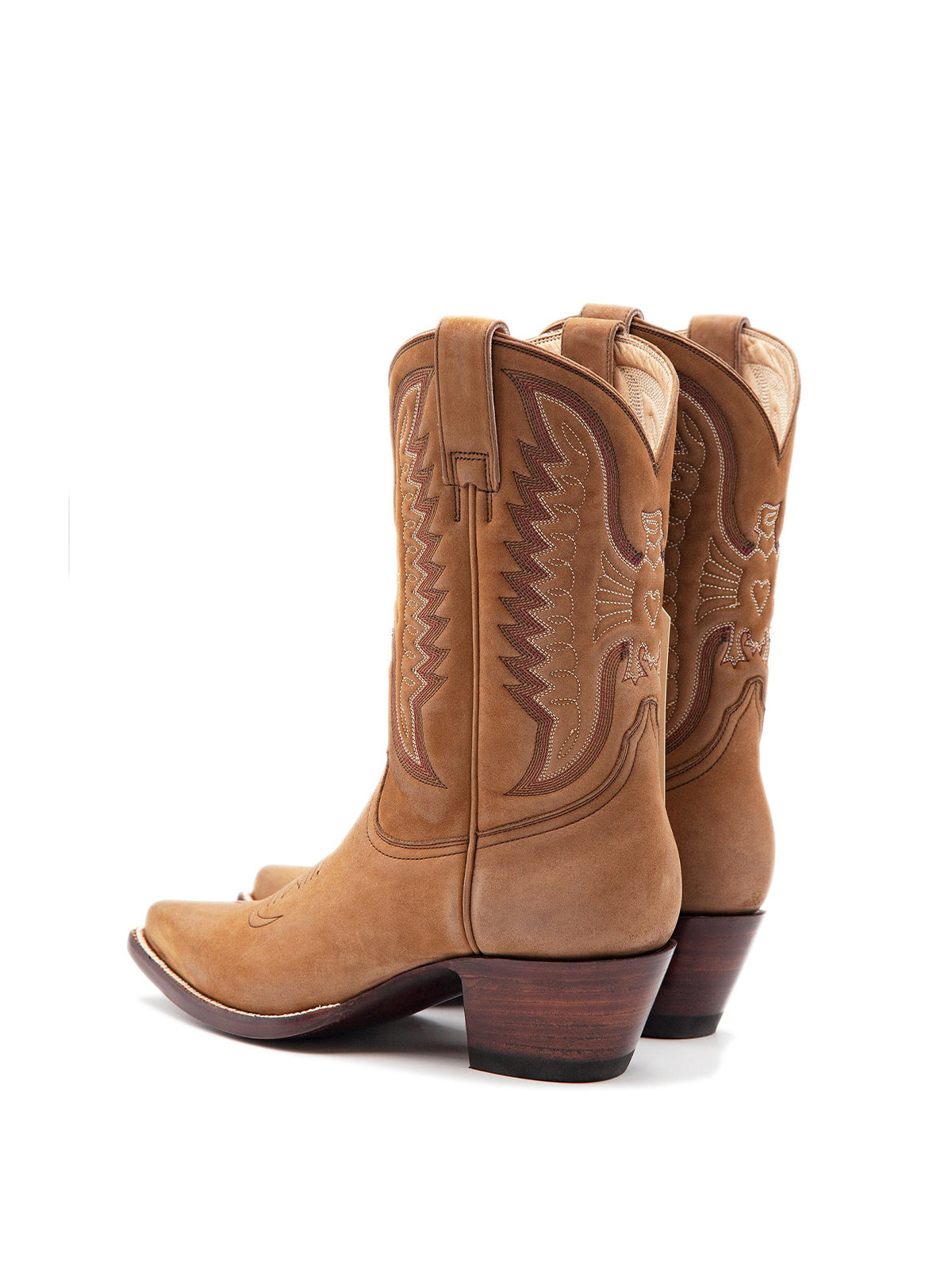 Sand Snip-Toe Classic Eagle Embroidery Mid Calf Cowgirl Boots