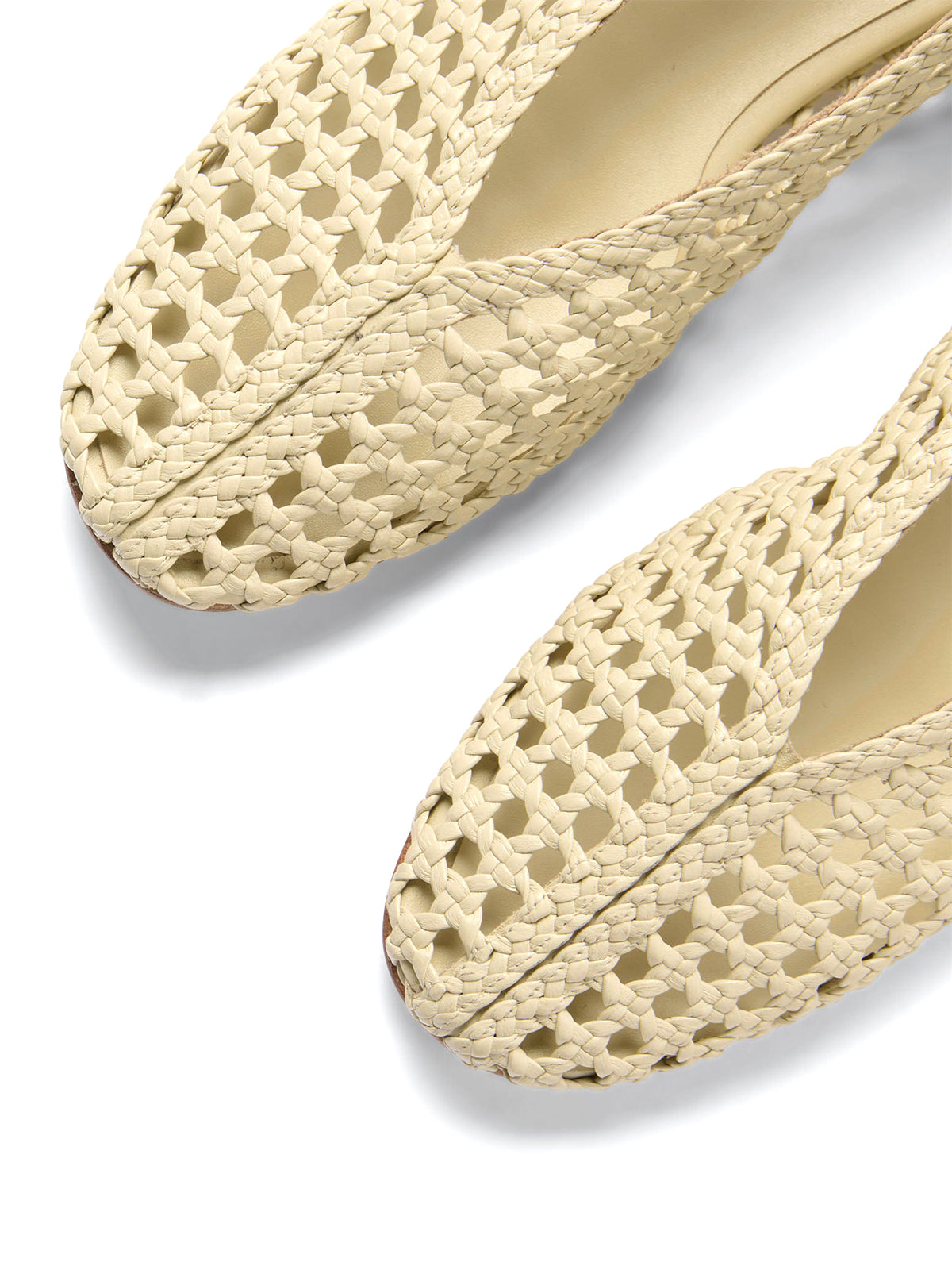 Vanilla Woven Vegan Leather Chic Round-Toe Slip-On Ballet Flats