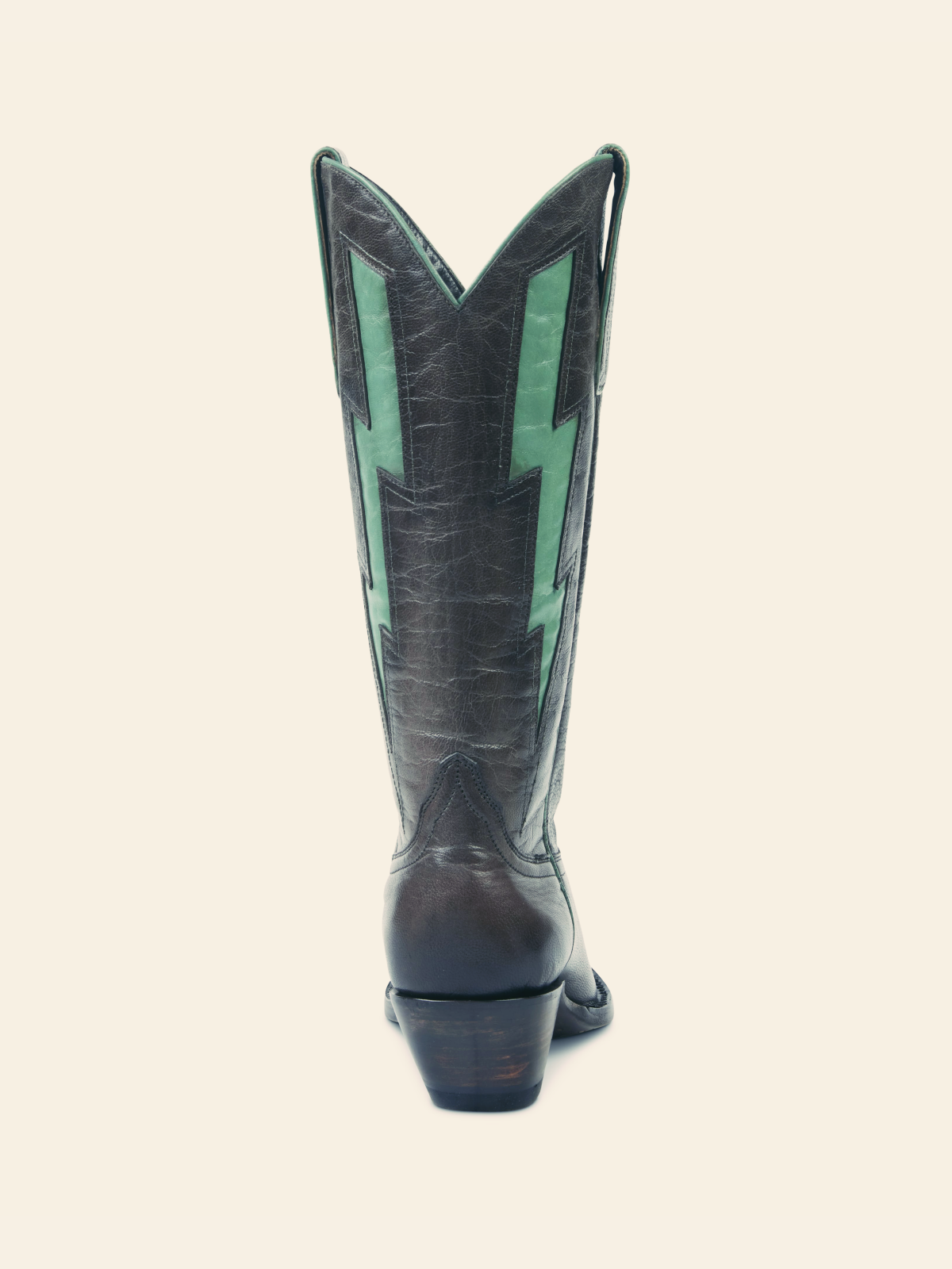 Nicotine Stitch Snip-Toe Mid Calf Cowgirl Boots With Green Lightning Inlay